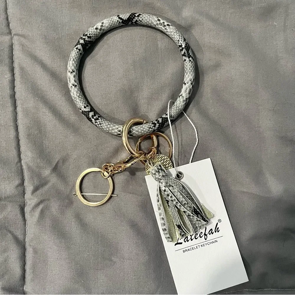 NWT Grey Python Keychain Bracelet